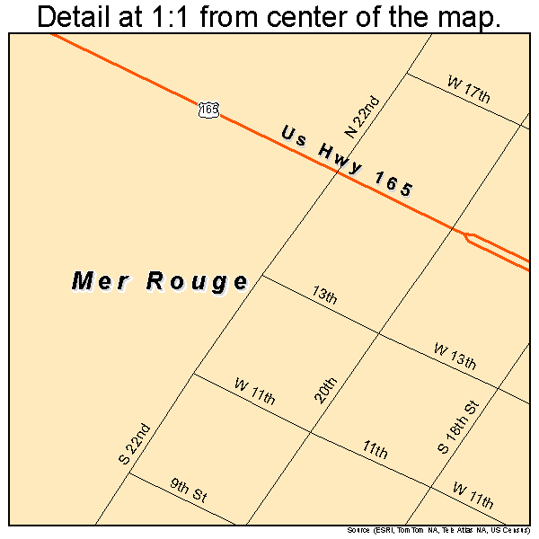 Mer Rouge, Louisiana road map detail