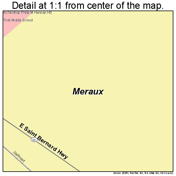 Meraux, Louisiana road map detail