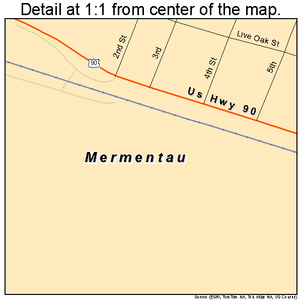 Mermentau, Louisiana road map detail