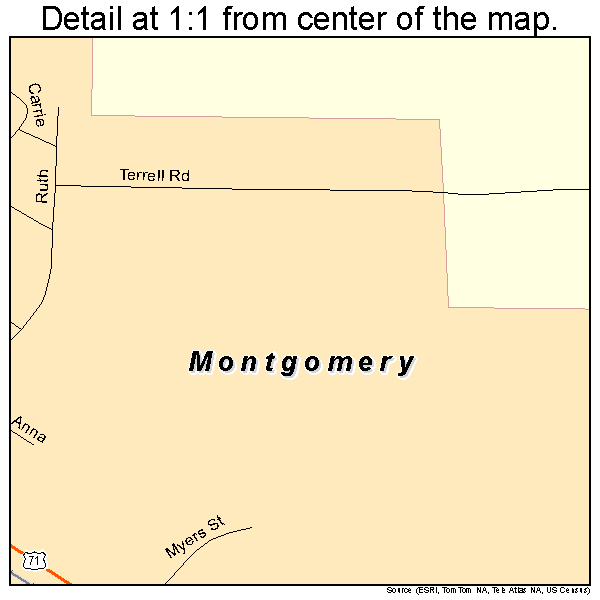 Montgomery, Louisiana road map detail