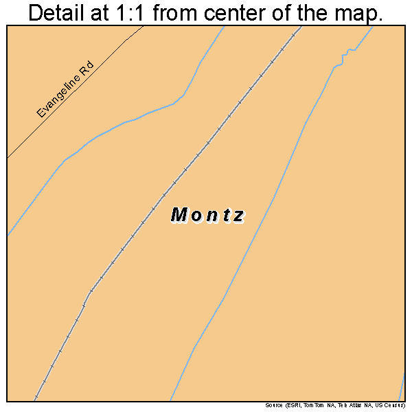 Montz, Louisiana road map detail
