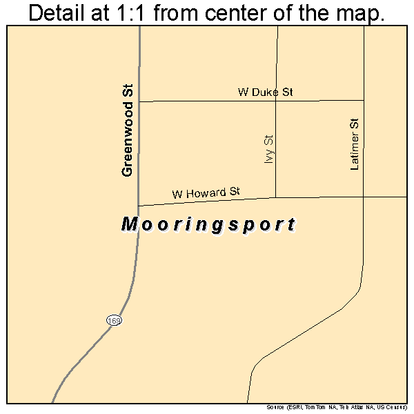 Mooringsport, Louisiana road map detail