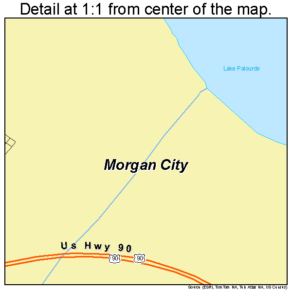 Morgan City, Louisiana road map detail