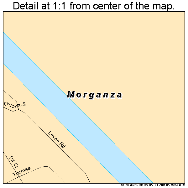 Morganza, Louisiana road map detail