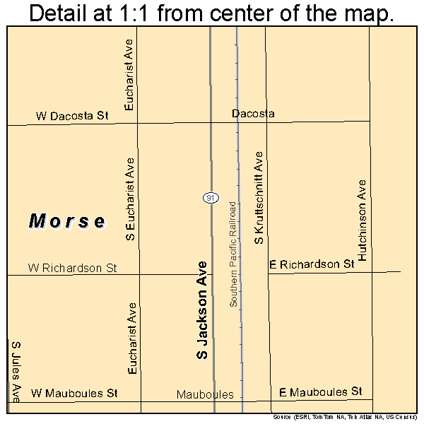 Morse, Louisiana road map detail