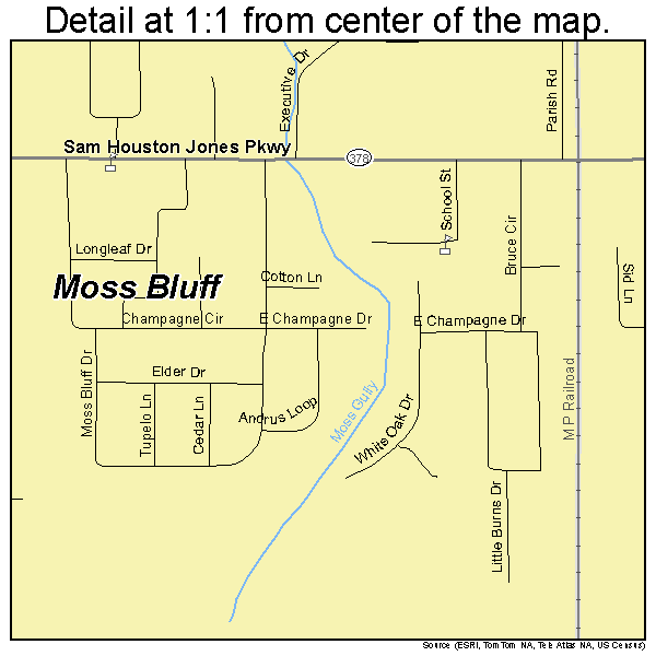Moss Bluff, Louisiana road map detail