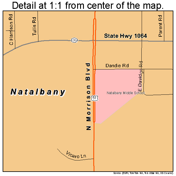 Natalbany, Louisiana road map detail