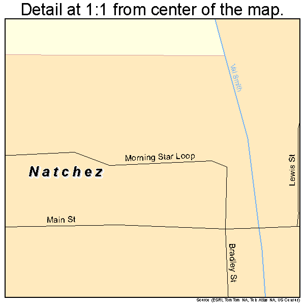 Natchez, Louisiana road map detail