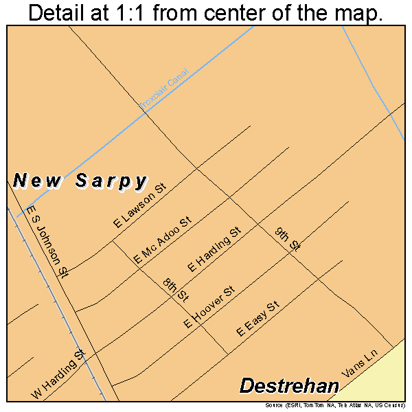 New Sarpy, Louisiana road map detail