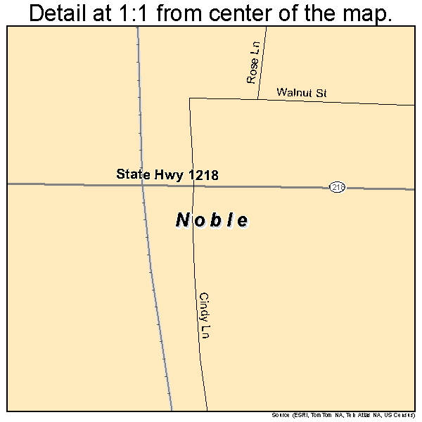 Noble, Louisiana road map detail
