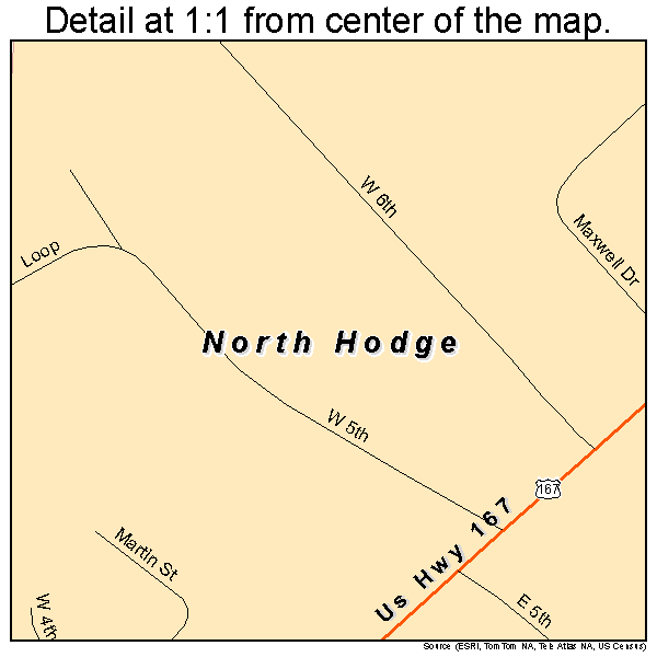 North Hodge, Louisiana road map detail