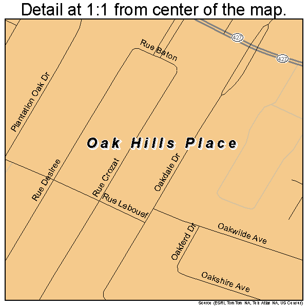 Oak Hills Place, Louisiana road map detail