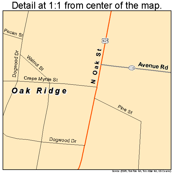 Oak Ridge, Louisiana road map detail