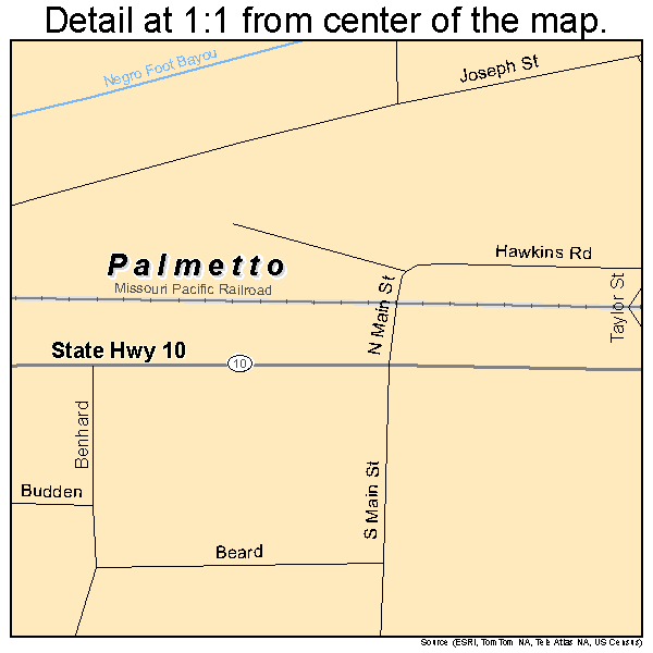 Palmetto, Louisiana road map detail