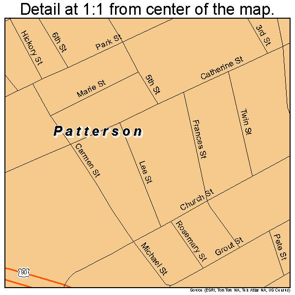 Patterson, Louisiana road map detail