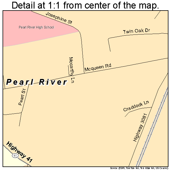 Pearl River, Louisiana road map detail
