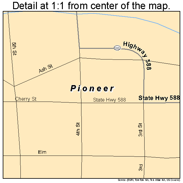 Pioneer, Louisiana road map detail