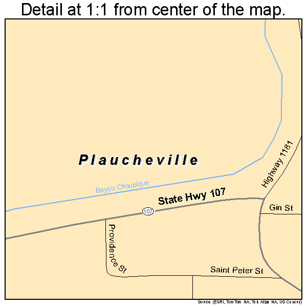 Plaucheville, Louisiana road map detail