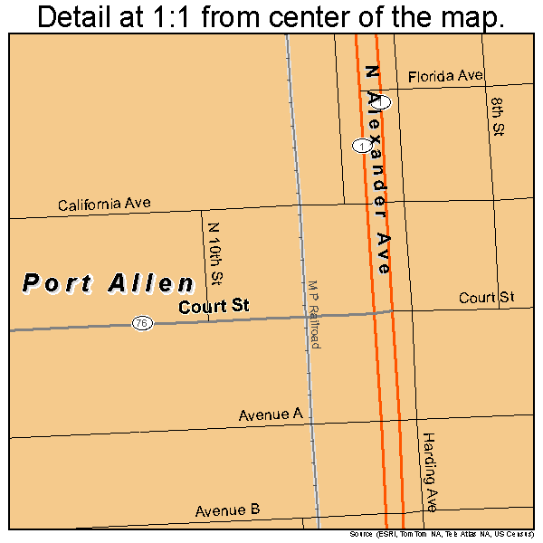 Port Allen, Louisiana road map detail