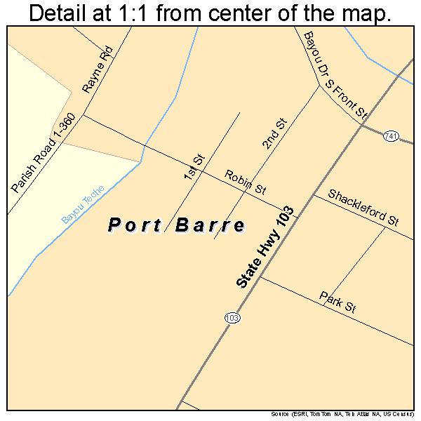 Port Barre, Louisiana road map detail