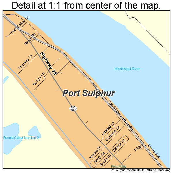 Port Sulphur, Louisiana road map detail