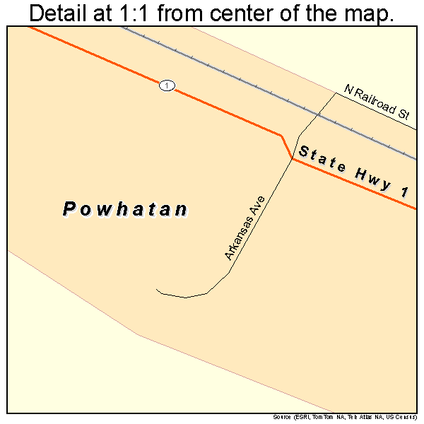 Powhatan, Louisiana road map detail