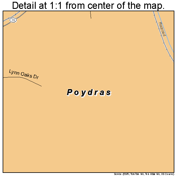 Poydras, Louisiana road map detail