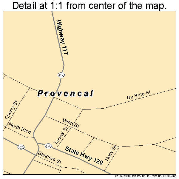 Provencal, Louisiana road map detail