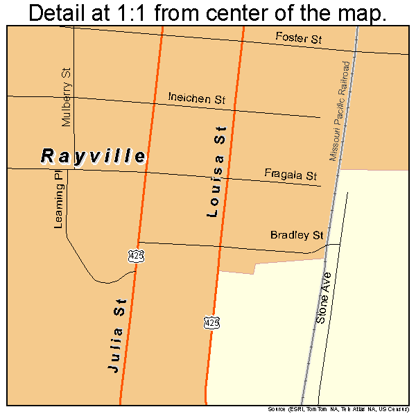 Rayville, Louisiana road map detail