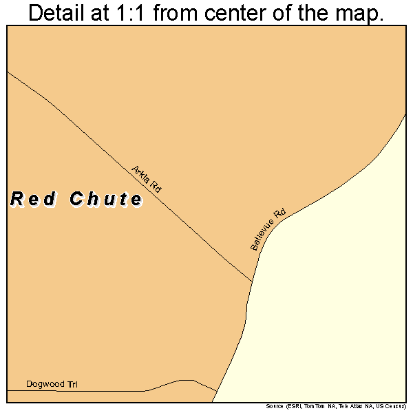 Red Chute, Louisiana road map detail