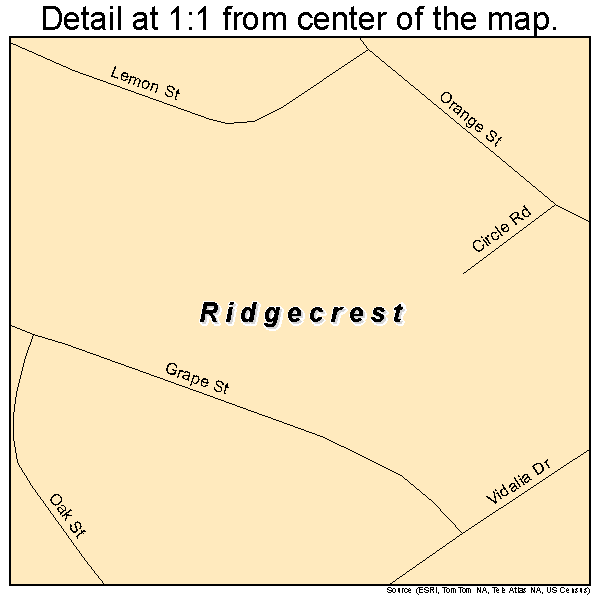 Ridgecrest, Louisiana road map detail