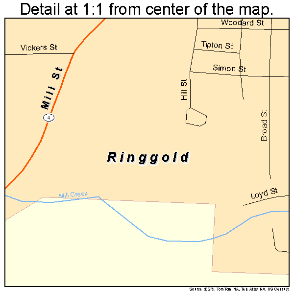 Ringgold, Louisiana road map detail