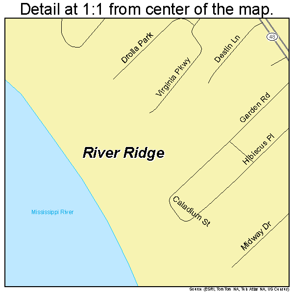 River Ridge, Louisiana road map detail