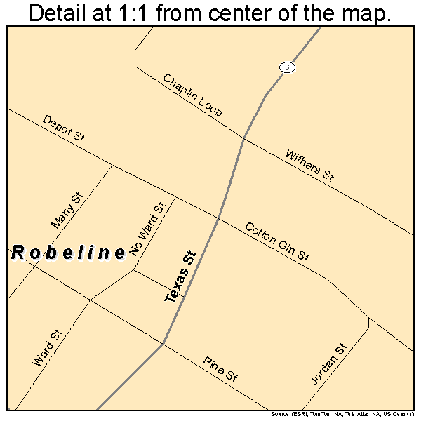 Robeline, Louisiana road map detail