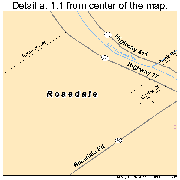 Rosedale, Louisiana road map detail