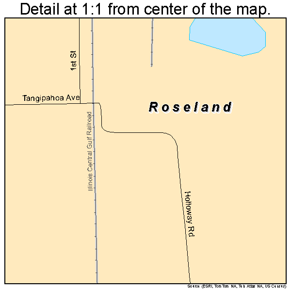 Roseland, Louisiana road map detail