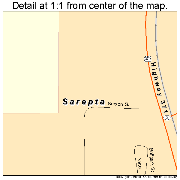 Sarepta, Louisiana road map detail
