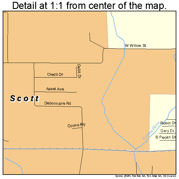 Scott, Louisiana road map detail