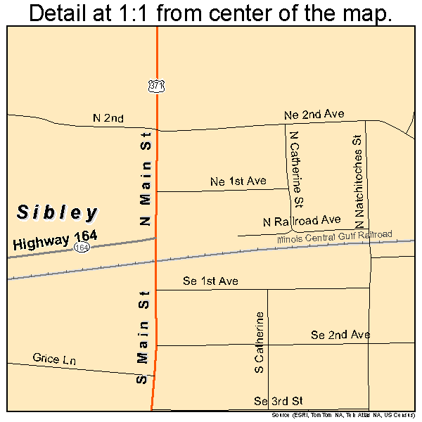 Sibley, Louisiana road map detail