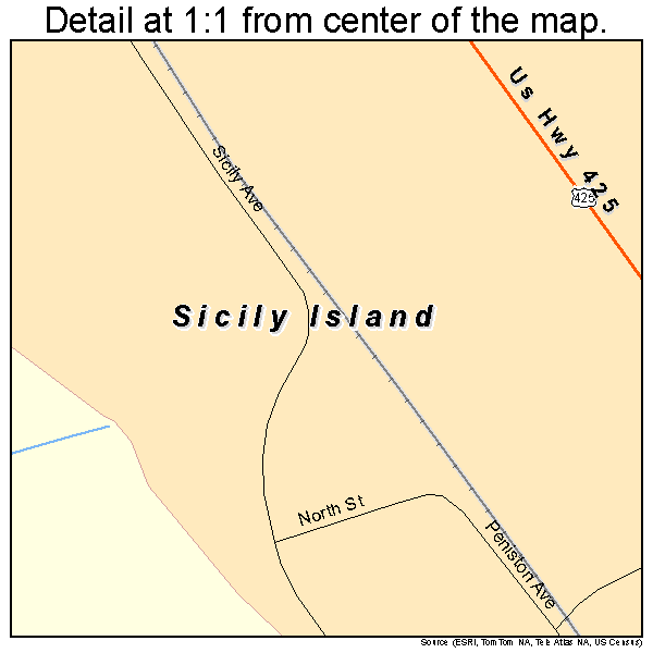 Sicily Island, Louisiana road map detail