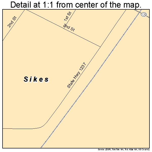 Sikes, Louisiana road map detail