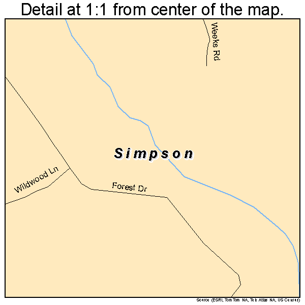 Simpson, Louisiana road map detail