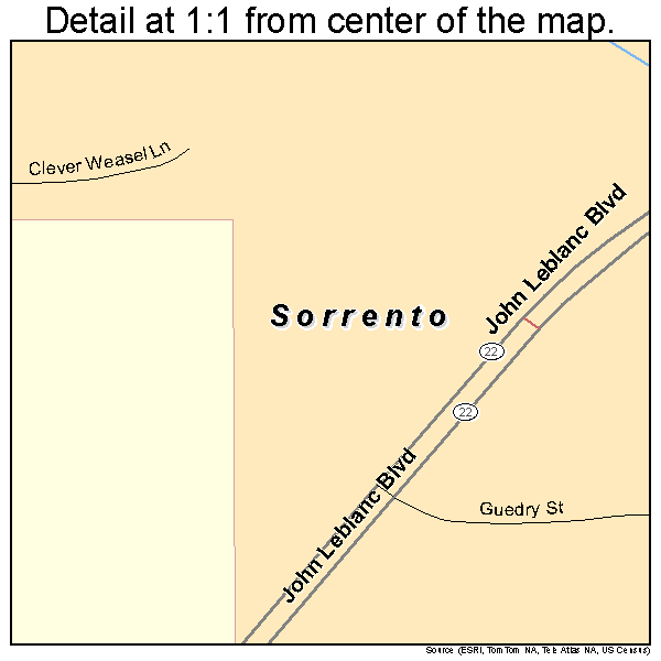 Sorrento, Louisiana road map detail