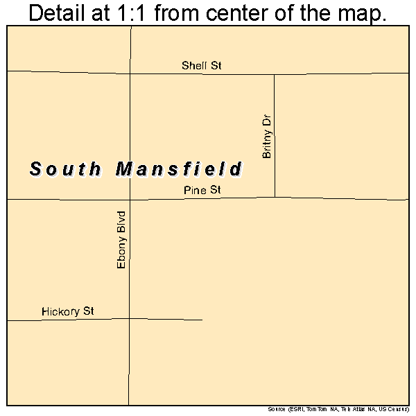 South Mansfield, Louisiana road map detail