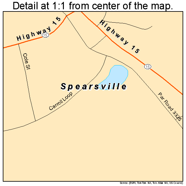 Spearsville, Louisiana road map detail