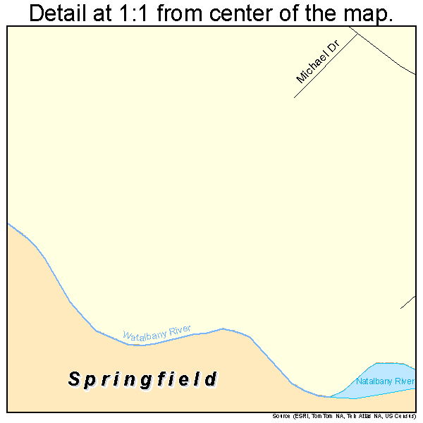 Springfield, Louisiana road map detail