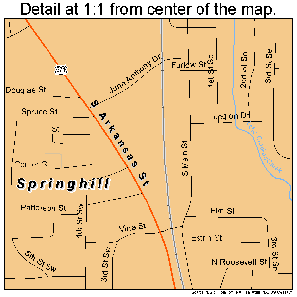 Springhill, Louisiana road map detail
