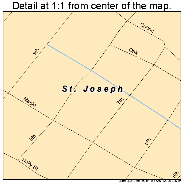 St. Joseph, Louisiana road map detail