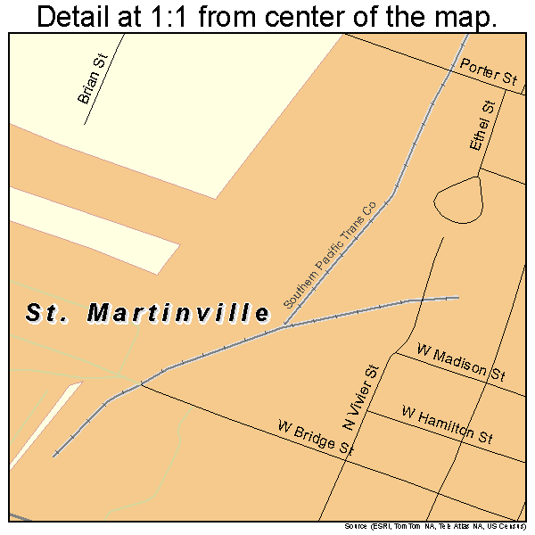 St. Martinville, Louisiana road map detail