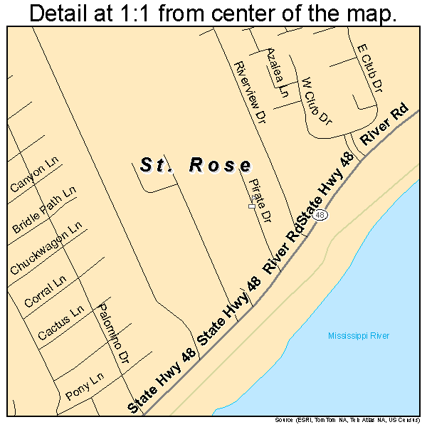 St. Rose, Louisiana road map detail